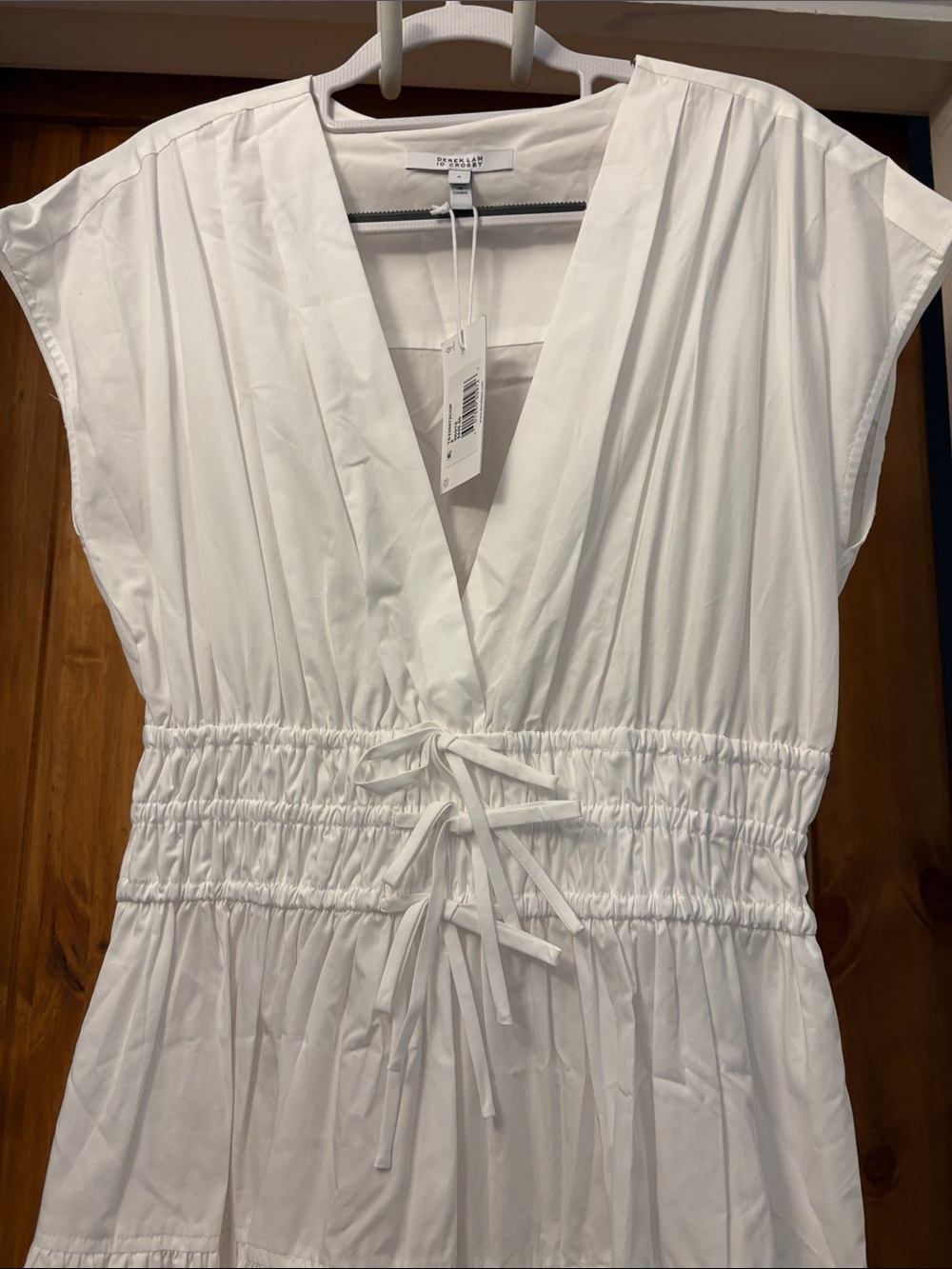 Derek Lamb 10 Crosby White Tora Cotton V Neck Mini Dress Size 8 NWT - Picture 3 of 8